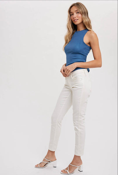 RIBBED OPEN BACK SELF TIE CROP TOP