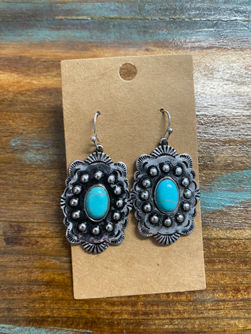 Antique Large Turq Drop Earrings