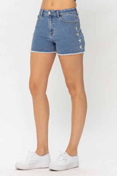 Judy Blue Embroidered Star Cut Off Shorts