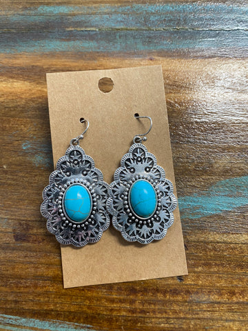 Turq Stone Detailed Earrings