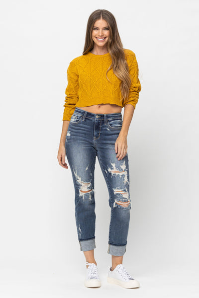 JUDY BLUE HUTTO MID RISE BF JEANS