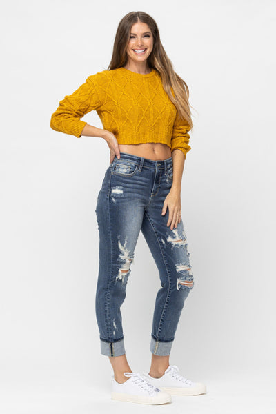 JUDY BLUE HUTTO MID RISE BF JEANS