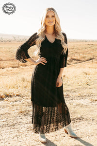Victorian Lace Maxi Dress-Black