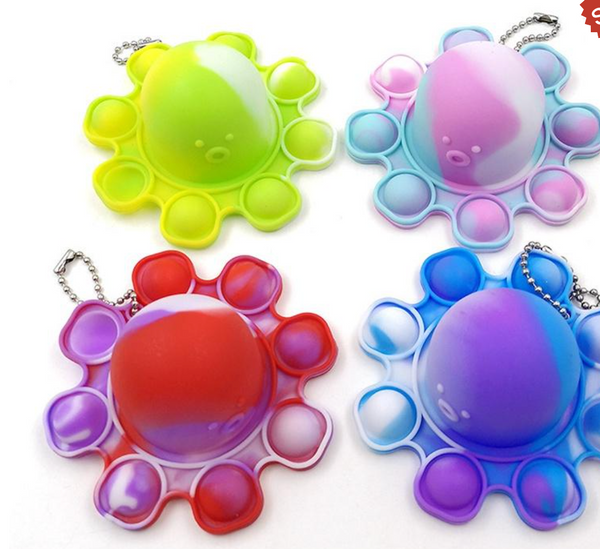 Reversible Octopus Pop-It Fidget Toy Keychain 3.5"