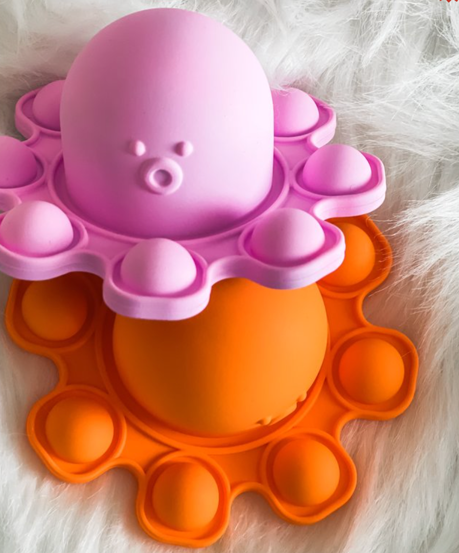 Reversible Octopus Pop-It Fidget Toy Keychain 3.5"
