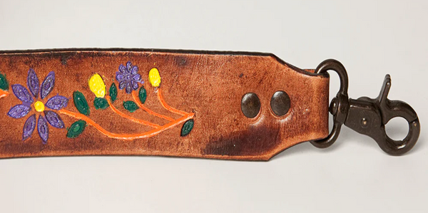 TOOLED PAINTED FLORAL PURSE STRAP
