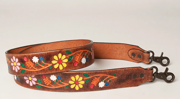 DARK PAINTED FLORAL PURSE STRAP