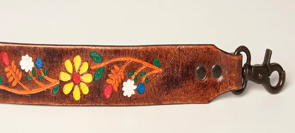 DARK PAINTED FLORAL PURSE STRAP
