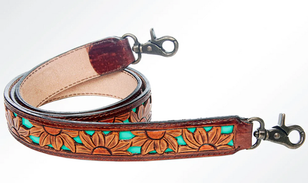 TEAL SUNFLOWER PURSE STRAP