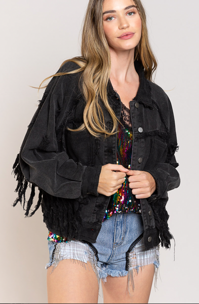 TWILL FRINGED JACKET
