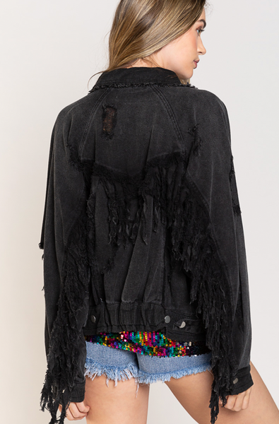TWILL FRINGED JACKET