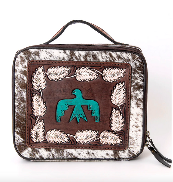 Thunderbird Travel Cowhide Tooled Jewerly Box