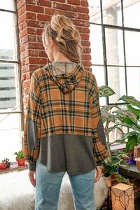 PLAID HOODED SWEATSHIRT