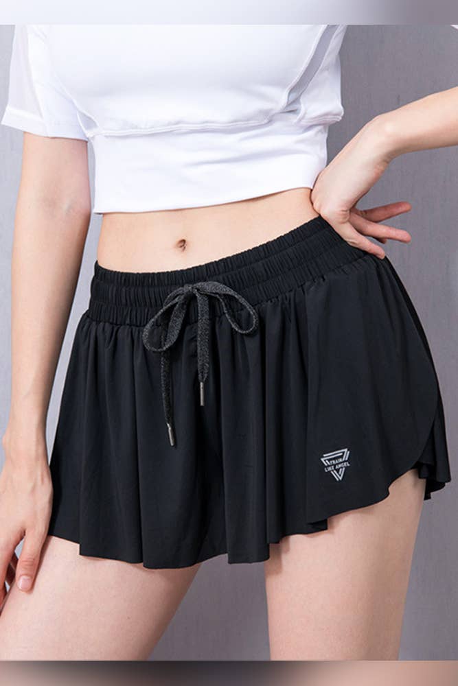 Black Solid Loose Running Athletic Shorts BTMW253