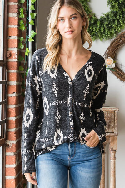 Aztec Button Up Top