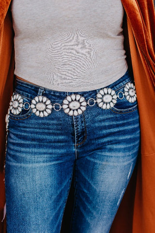 RIDE FOR THE BRAND DARLIN' CREAM FLORAL CONCHO BELT
