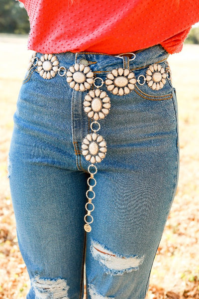 RIDE FOR THE BRAND DARLIN' CREAM FLORAL CONCHO BELT
