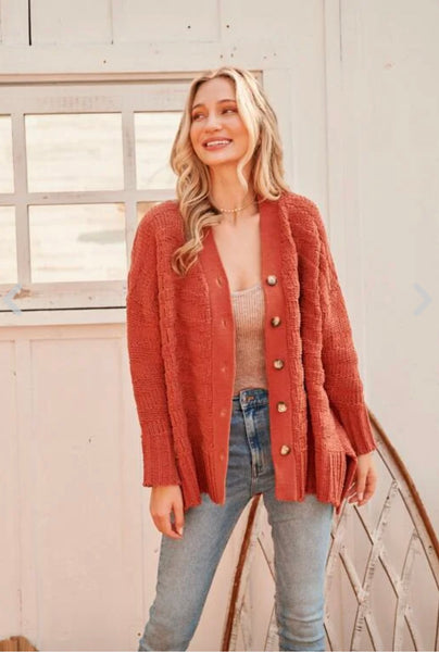 Oversized cable knit sweater cardigan