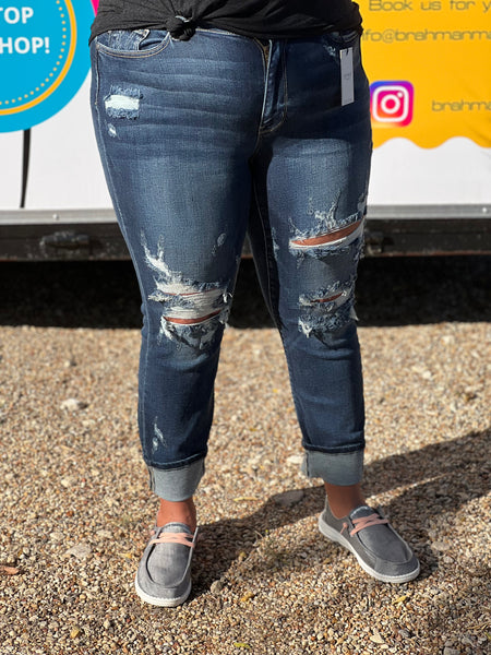 JUDY BLUE HUTTO MID RISE BF JEANS