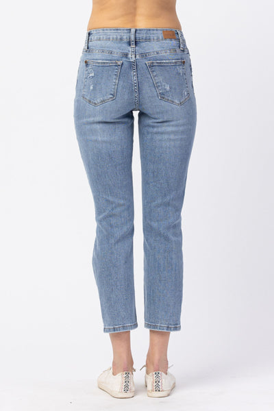 JUDY BLUE ROSEBUD HIGH WAIST DESTROYED BOYFRIEND