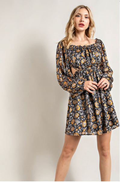 Side Swipe Floral Dress