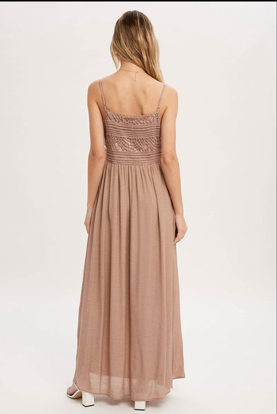 CROCHET PANELED MAXI DRESS