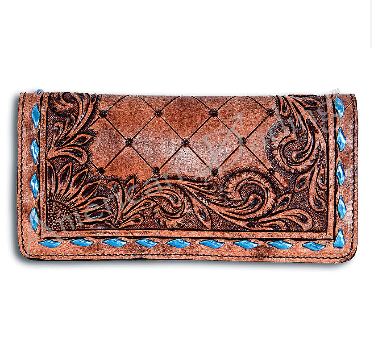 Sunflower Stitched Leather Wallet