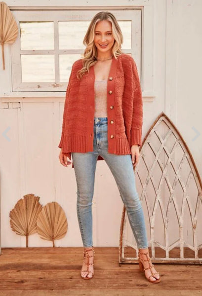 Oversized cable knit sweater cardigan