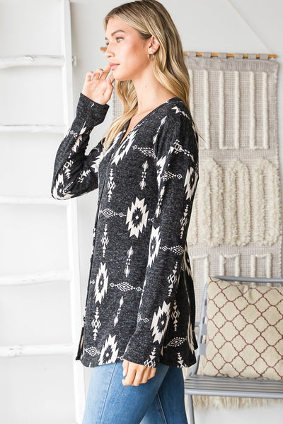 Aztec Button Up Top