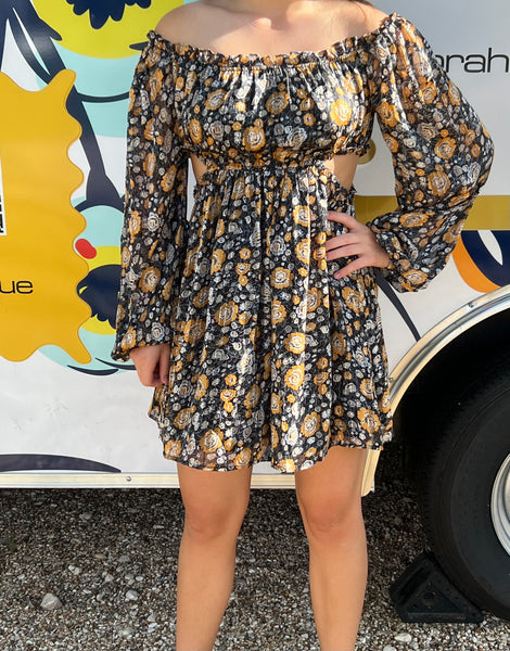 Side Swipe Floral Dress