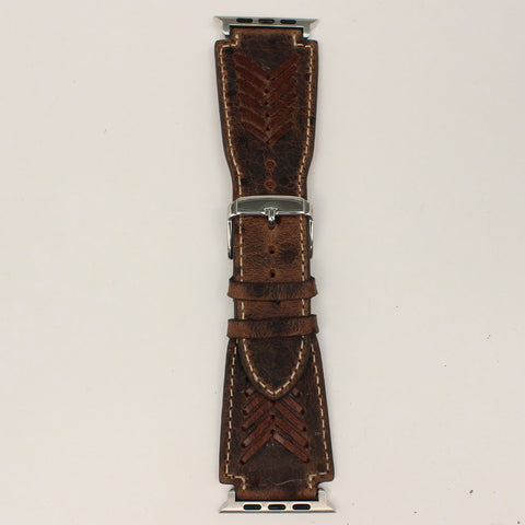 Nocona iWatch Band Ostritch Lacing Brown