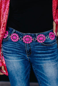 RIDE FOR THE BRAND DARLIN' PINK FLORAL CONCHO BELT