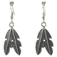 JUSTIN EARRINGS SILVER FEATHER CHARMS