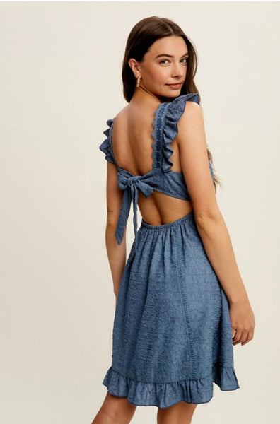 Loveable Pleated Feminine Ruffle Woven Mini Dress