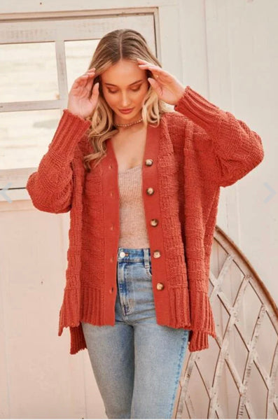 Oversized cable knit sweater cardigan