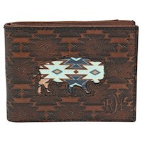 RED DIRT HAT CO MENS BIFOLD WALLET SOUTHWEST BUFFALO INLAY