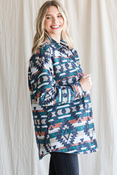 OVERSIZED AZTEC BUTTON DOWN HEAVY JACKET