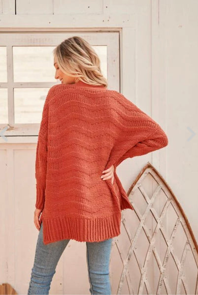 Oversized cable knit sweater cardigan