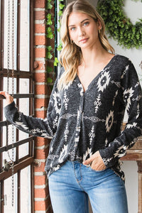 Aztec Button Up Top
