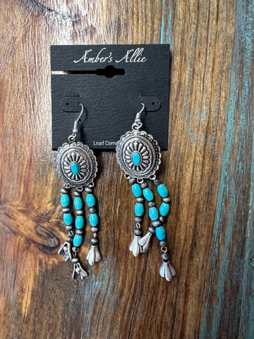 Concho With Turquoise Dangle Earrings