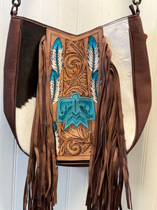 Thunderbird Tooled Leather Fringe Purse by American Darling