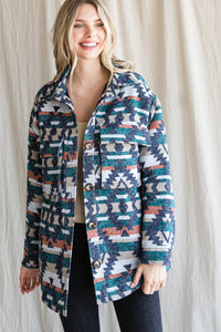 OVERSIZED AZTEC BUTTON DOWN HEAVY JACKET
