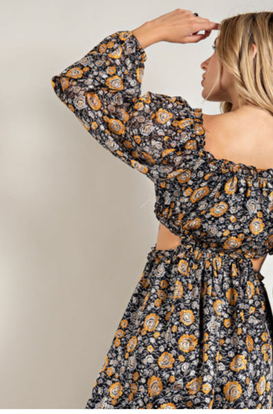 Side Swipe Floral Dress