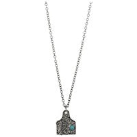 JUSTIN NECKLACE COW TAG W/DIMENSIONAL FILIGREE 18" + 2.5"EXT